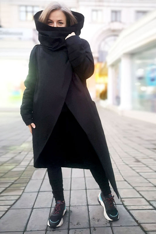 Dino coat, Avant Garde Unisex Coat, Long Jacket, black Cyberpunk mantle, Asymmetrical Coat, Maxi Winter Coat, Custom Design
