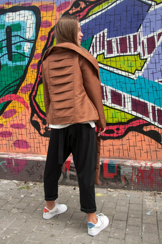 Jacket Dino terracotta color, cropped women's jacket, cyberpunk jacket